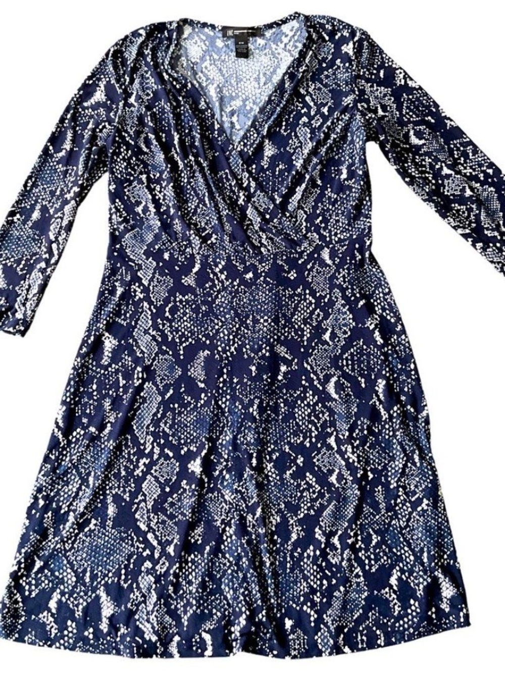 INC navy snakeskin print dress